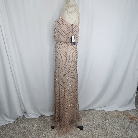 Adrianna Papel Gold Champagne Beaded Dress Maxi - Picture 6 of 12